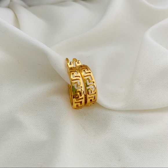 Greek Style Earrings, Small Greek Hoops - Picture 10 of 14